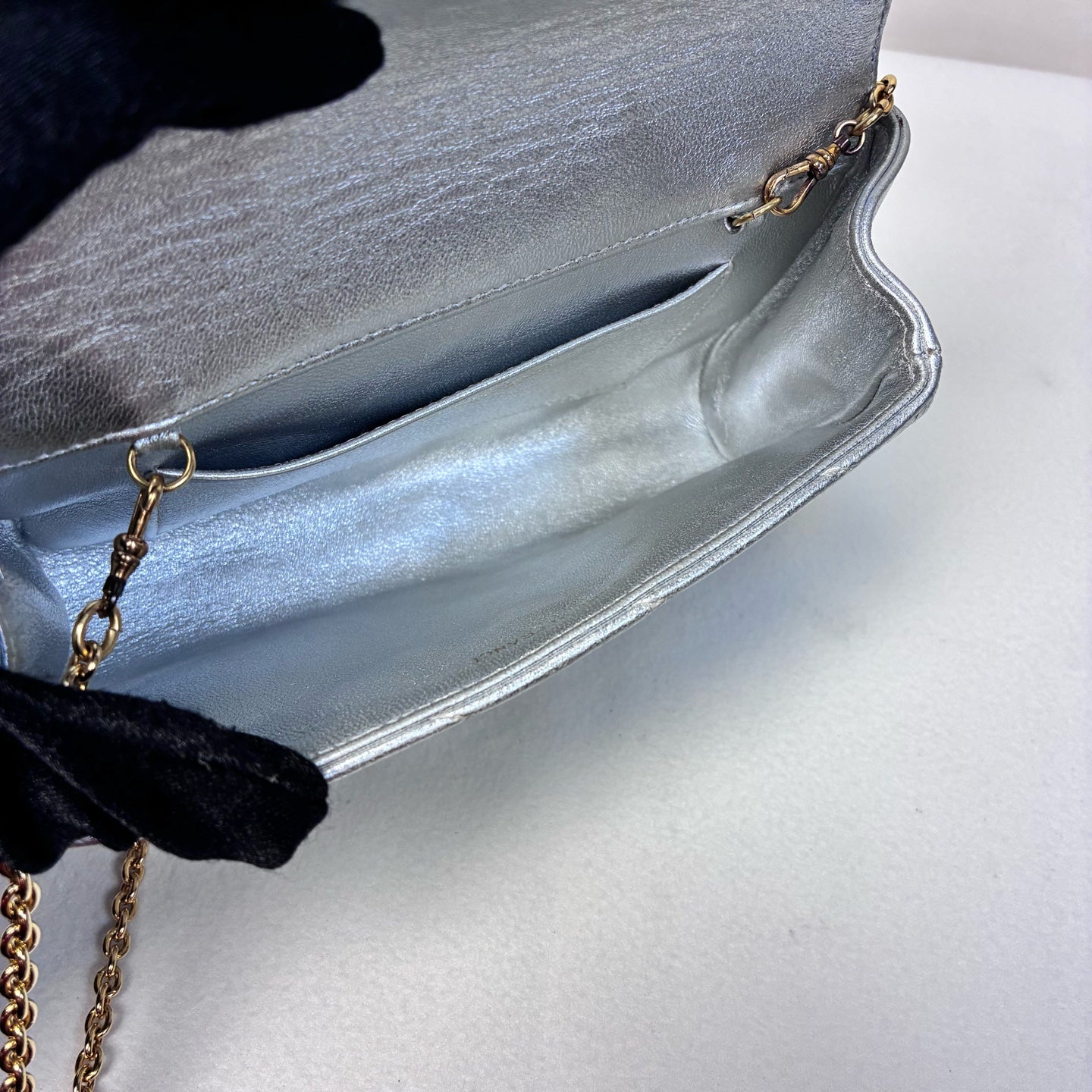 Chanel 99% New Vintage Silver Tone Quilted Full Diamond CC Envelope Chain Bag, Includes Card, No Laser Etching, Size 18*12.