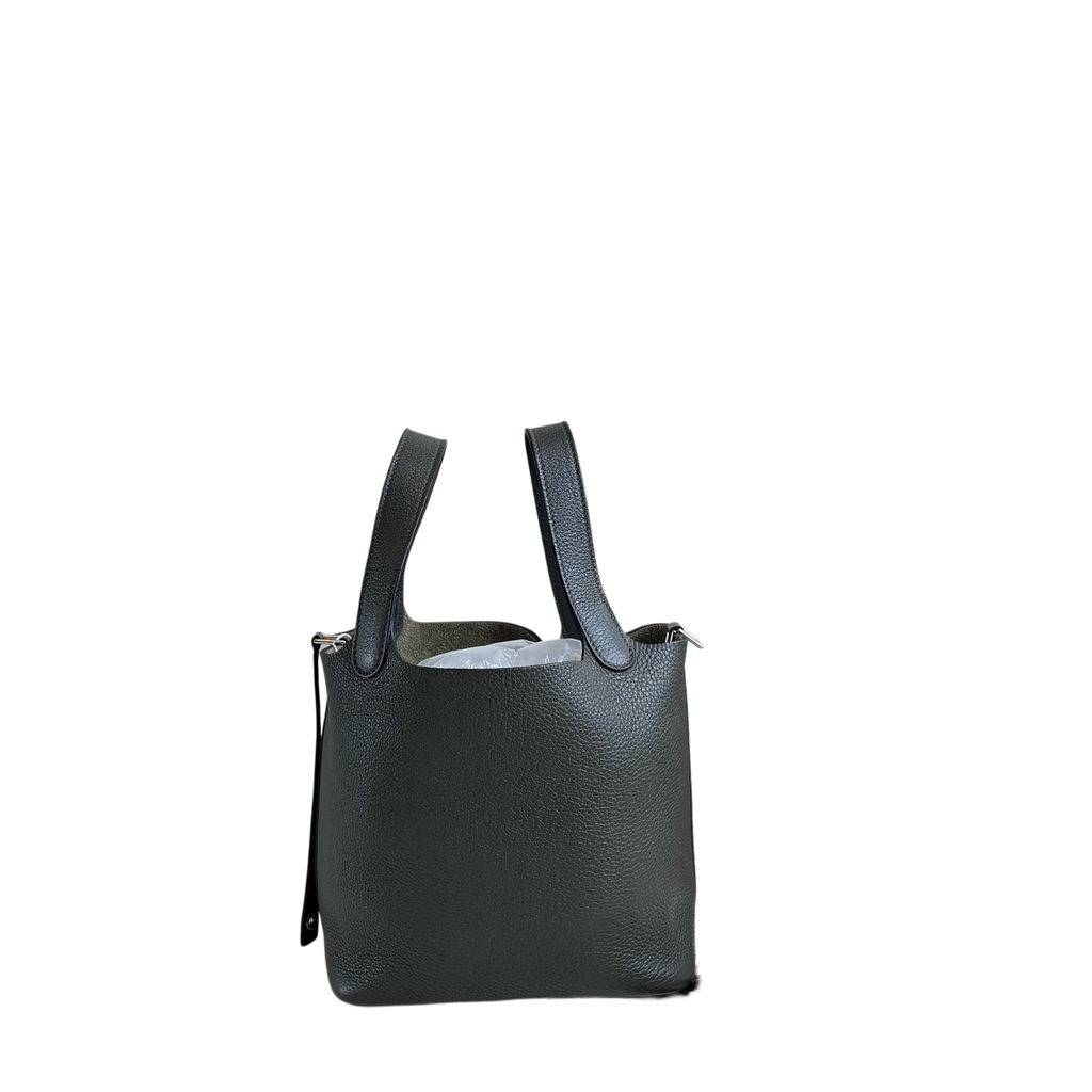 Hermes / Hermès Picotin 18 Basket P Stamp, 99% New   Dimensions: 18 x 13 x 18 cm   Color: Etain (Tin Gray)   Includes lock