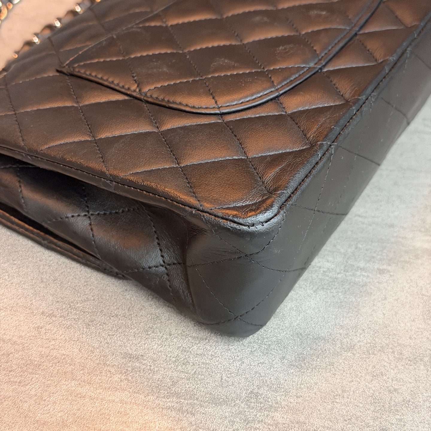 Chanel Classic Flap medium black silver lambskin bag, structured silhouette, clean interior, 15-series stamp with authenticity card