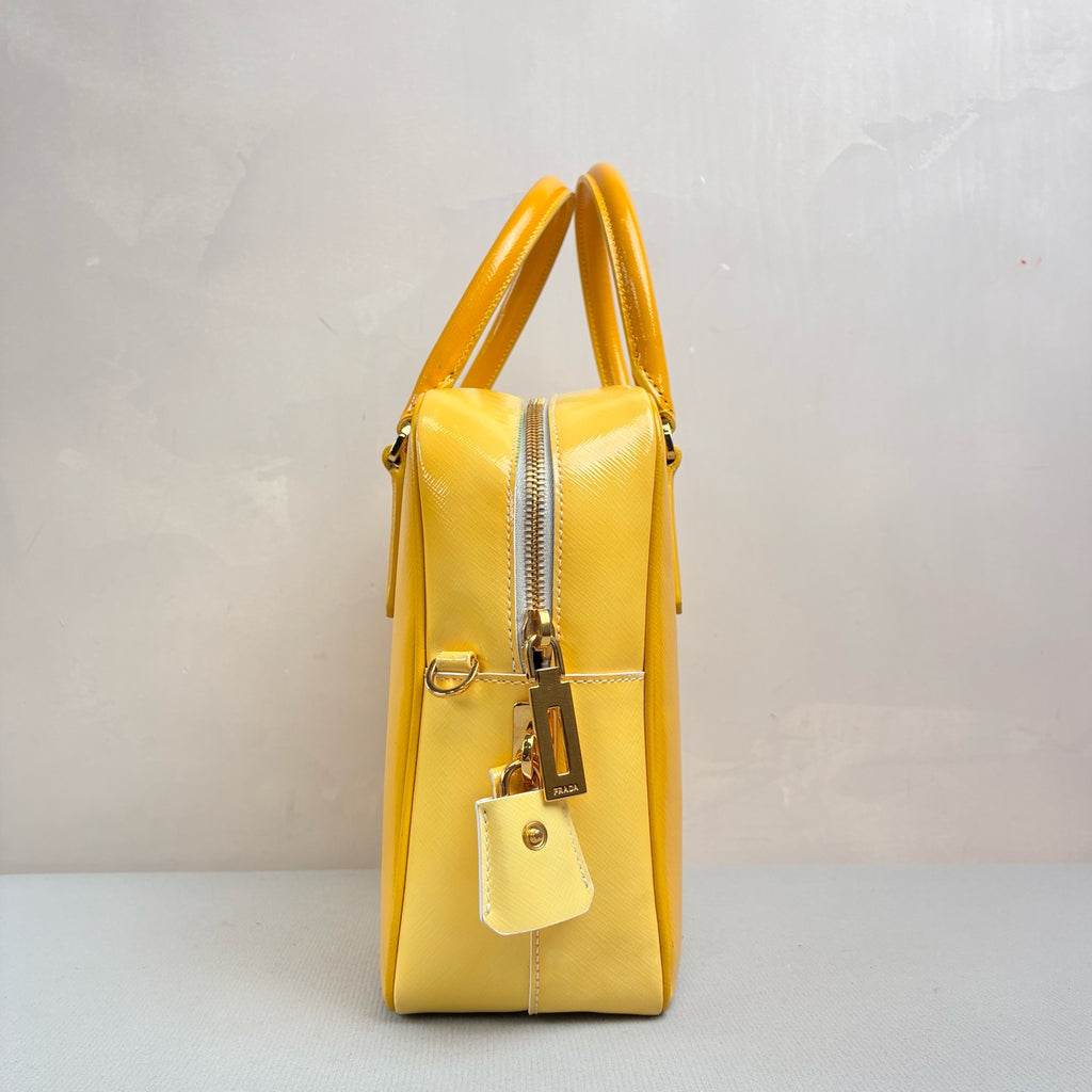 Prada Yellow Handbag Crossbody Box Bag 98% New Size 23*21