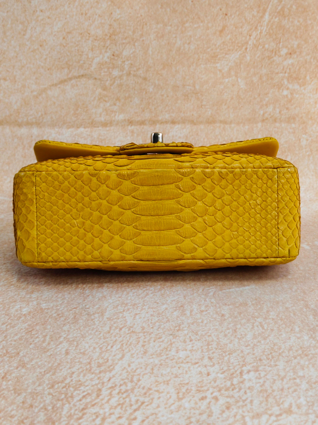 Chanel Yellow Python  Rectangular Classic Single Flap