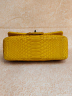 Chanel Yellow Python  Rectangular Classic Single Flap