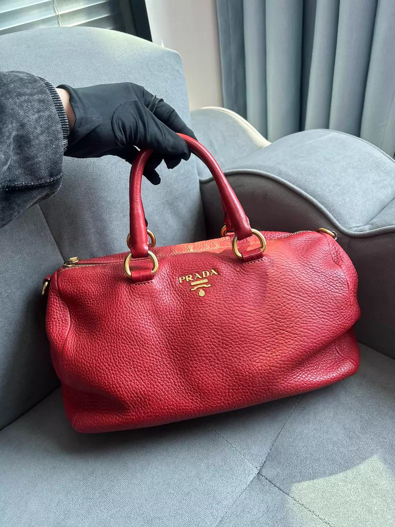 Prada Prada red leather tote handbag in stock