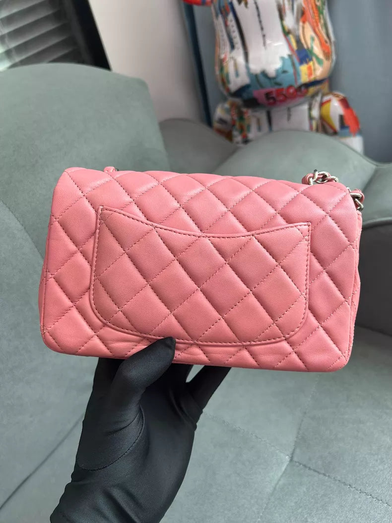 CHANEL Chanel CF mini lambskin pink silver hardware 1