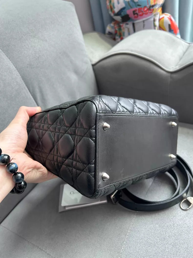 Dior Dior Lady Dior lambskin black silver hardware 17