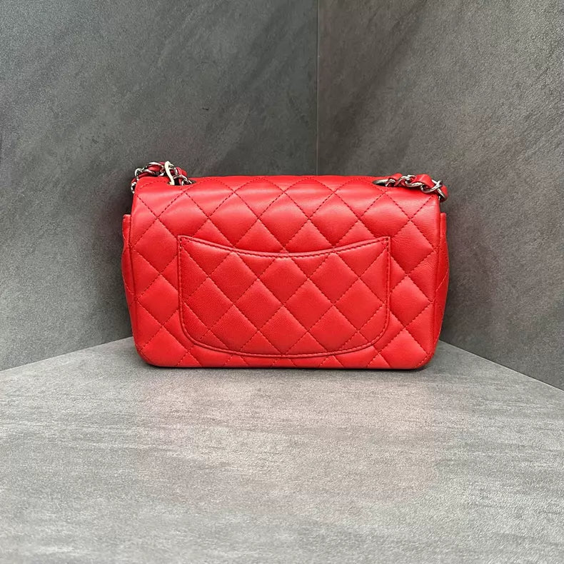 Chanel Chanel CF mini red silver hardware lambskin