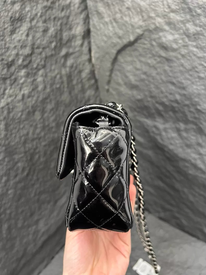 CHANEL Chanel CF mini patent leather black