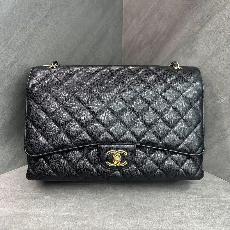 Chanel Chanel CF maxi black gold hardware leather