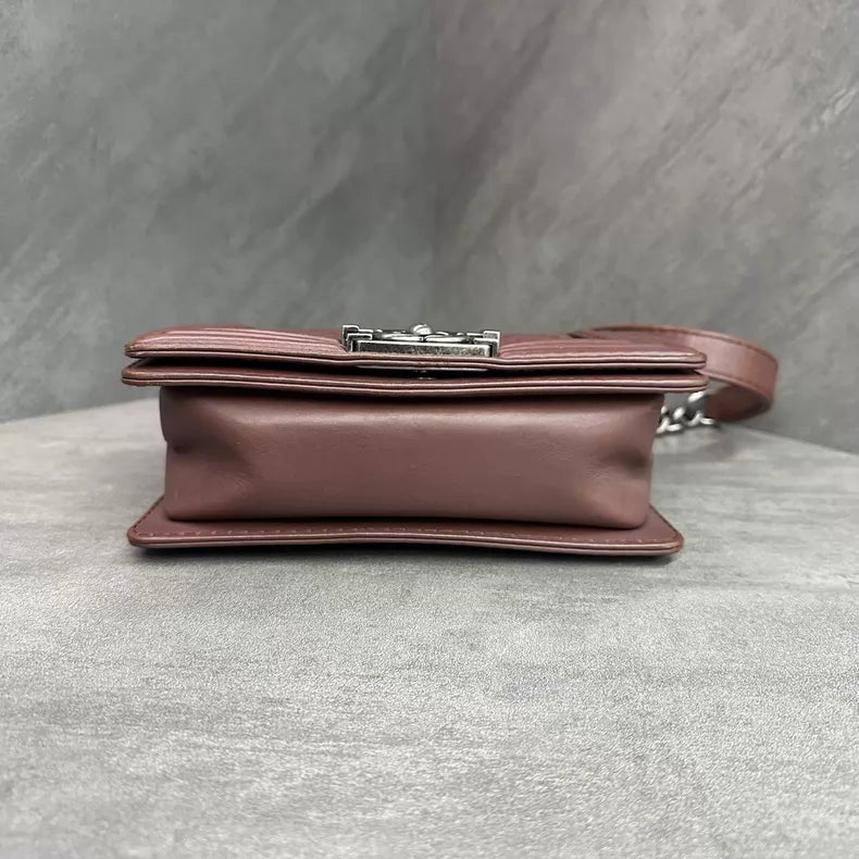 Chanel Chanel brown silver hardware lambskin Leboy small
