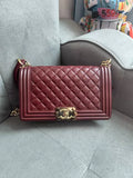 CHANEL Chanel Leboy medium red lambskin gold hardware