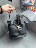 CHANEL Chanel bucket bag pebbled leather 30