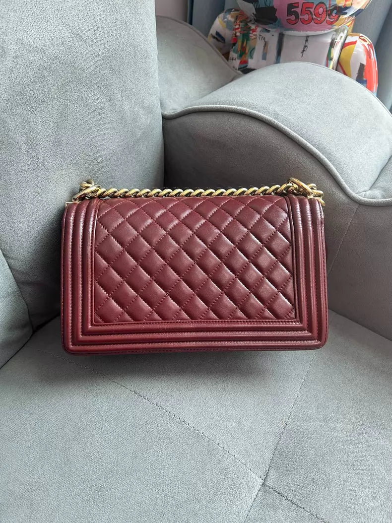 CHANEL Chanel Leboy medium red lambskin gold hardware