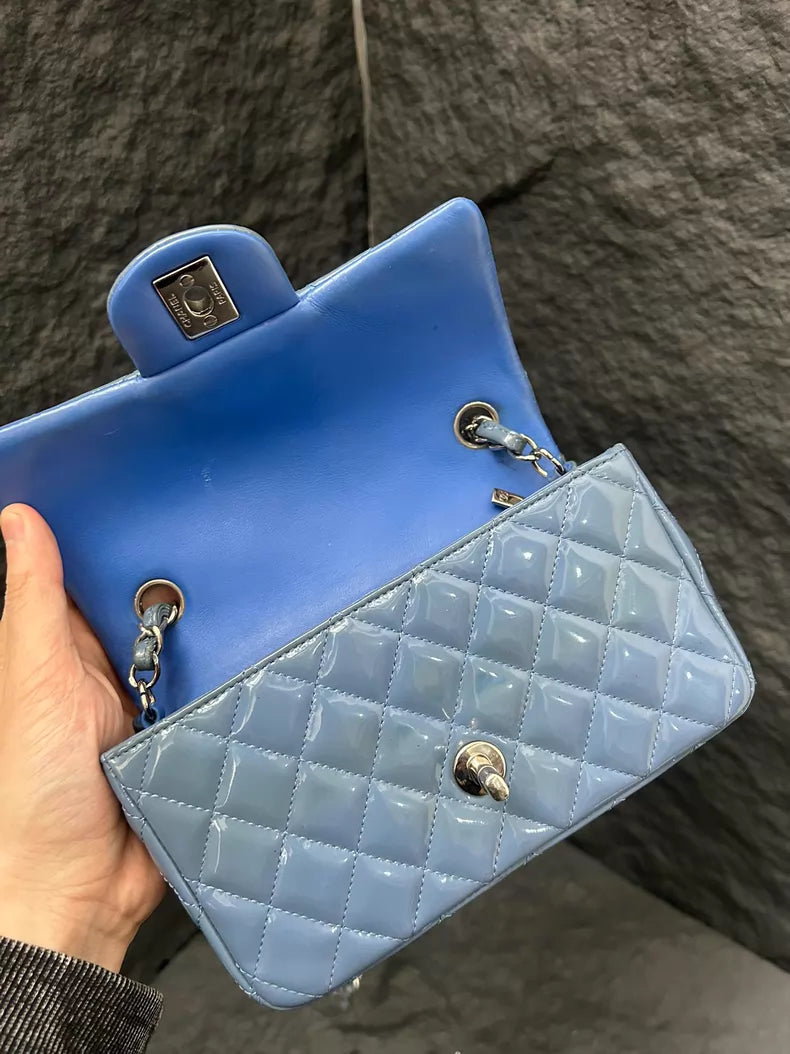 CHANEL Chanel CF mini patent leather blue