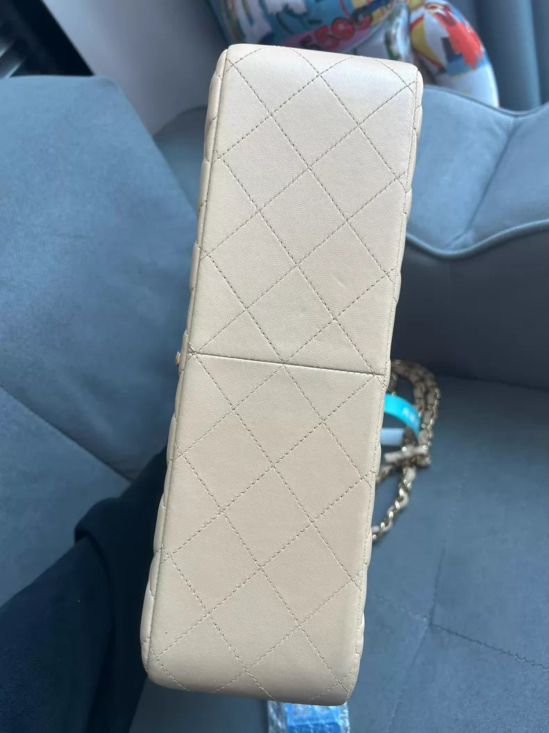 CHANEL Chanel CFJumbo lambskin milk tea gold hardware 1