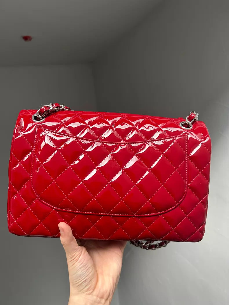 99 Chanel Chanel cf jumbo patent leather red