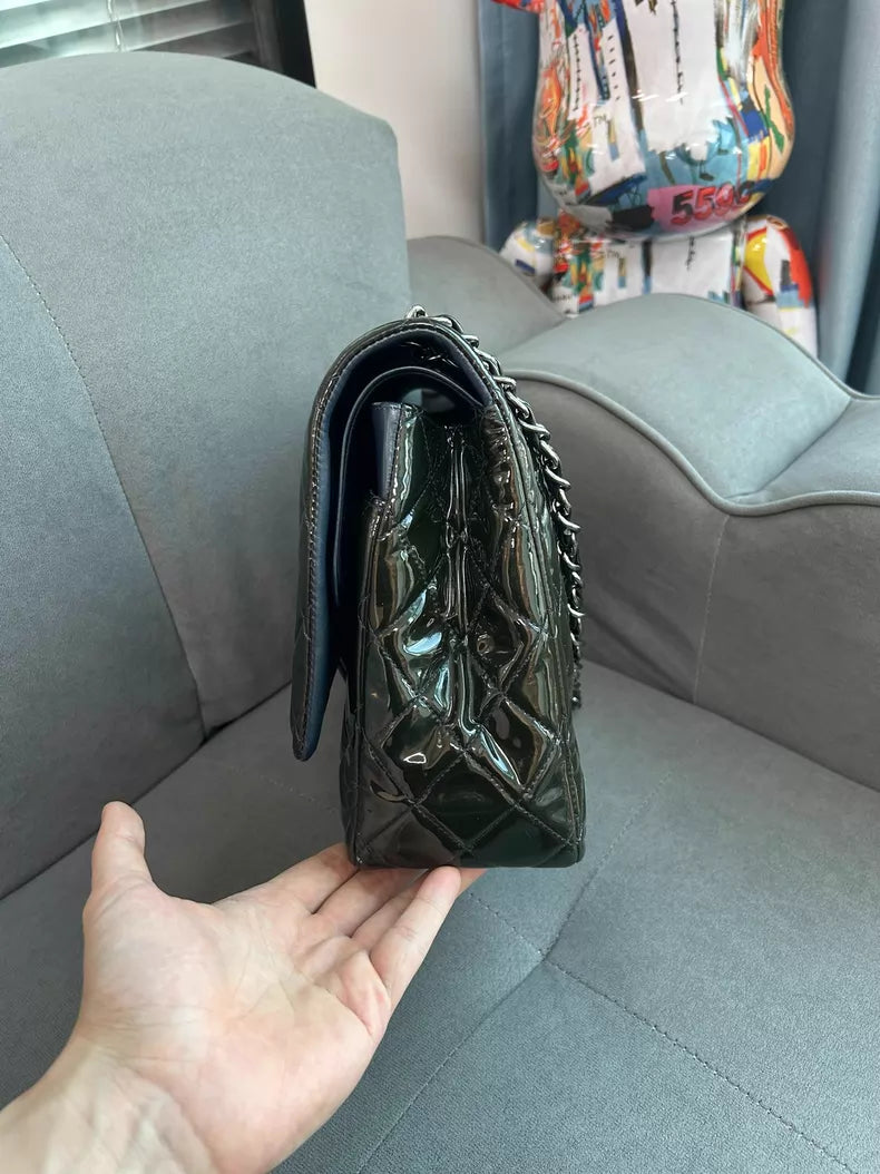 Chanel Chanel cf patent leather blue MAX silver hardware
