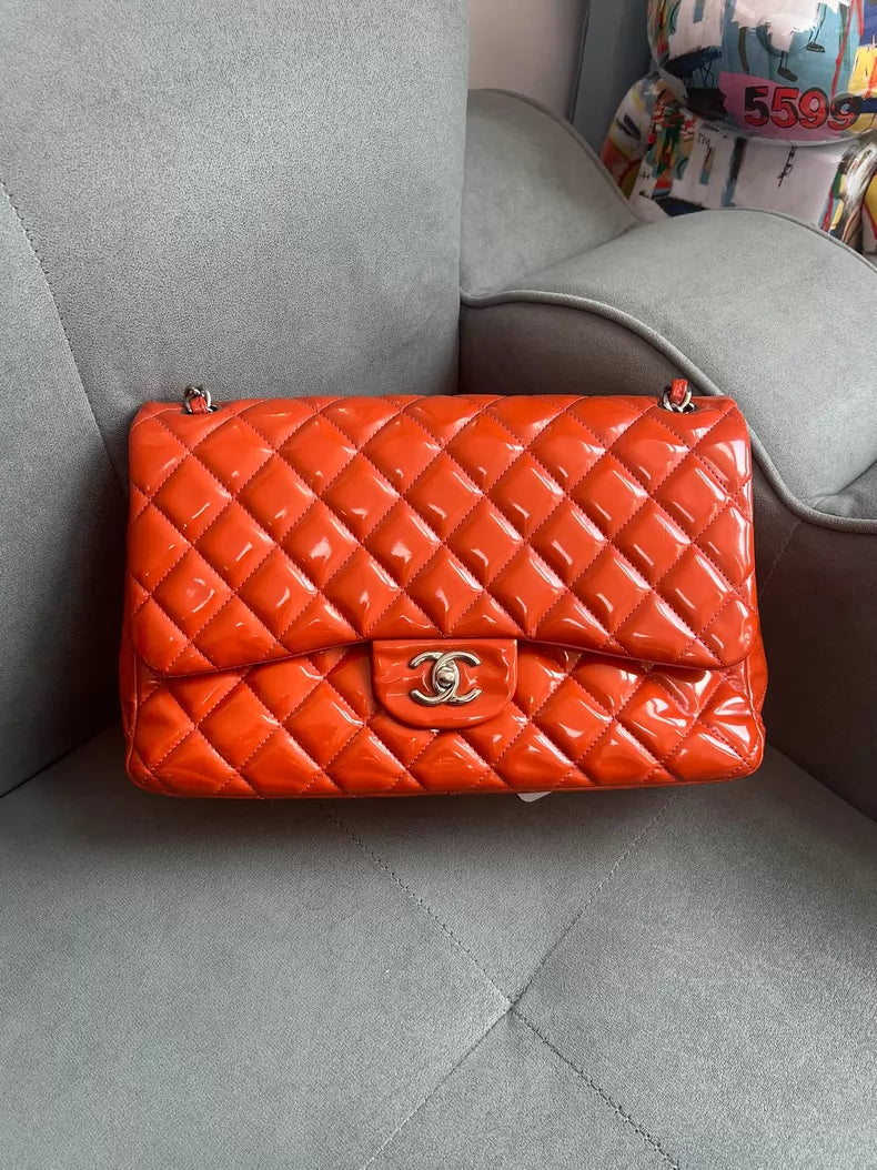 CHANEL Chanel CF Jumbo patent leather
