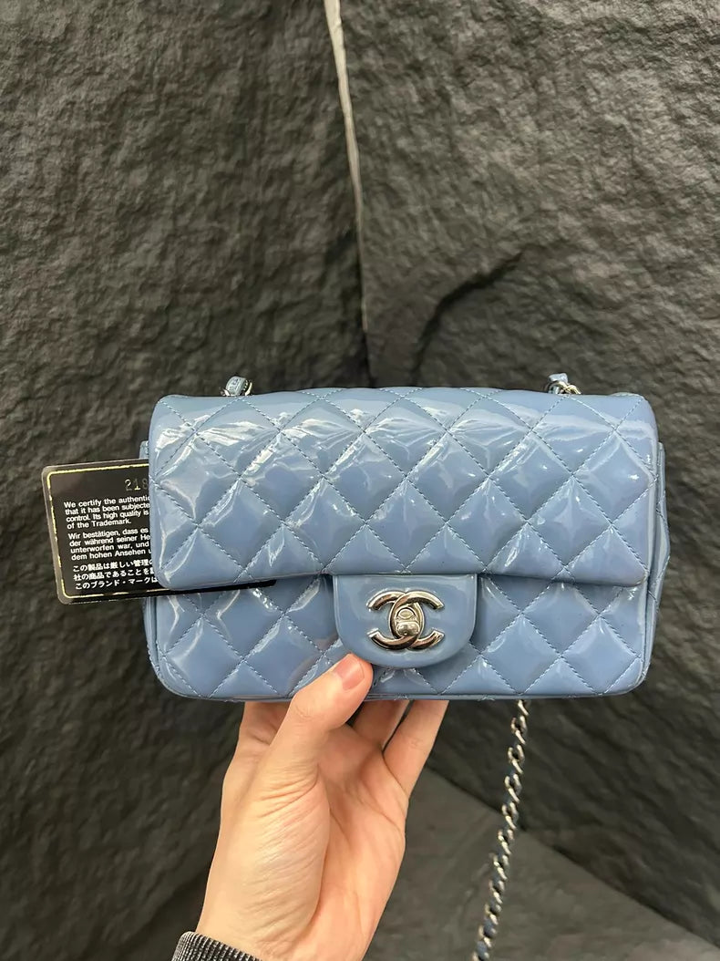 CHANEL Chanel CF mini patent leather blue