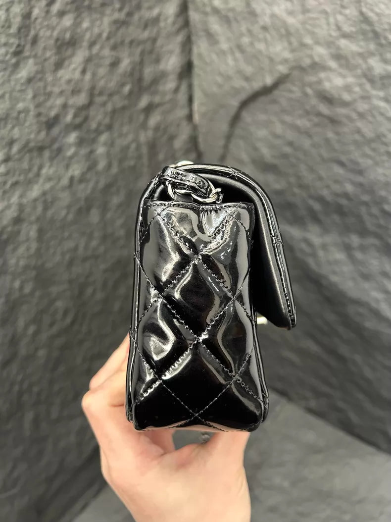 CHANEL Chanel CF mini patent leather black