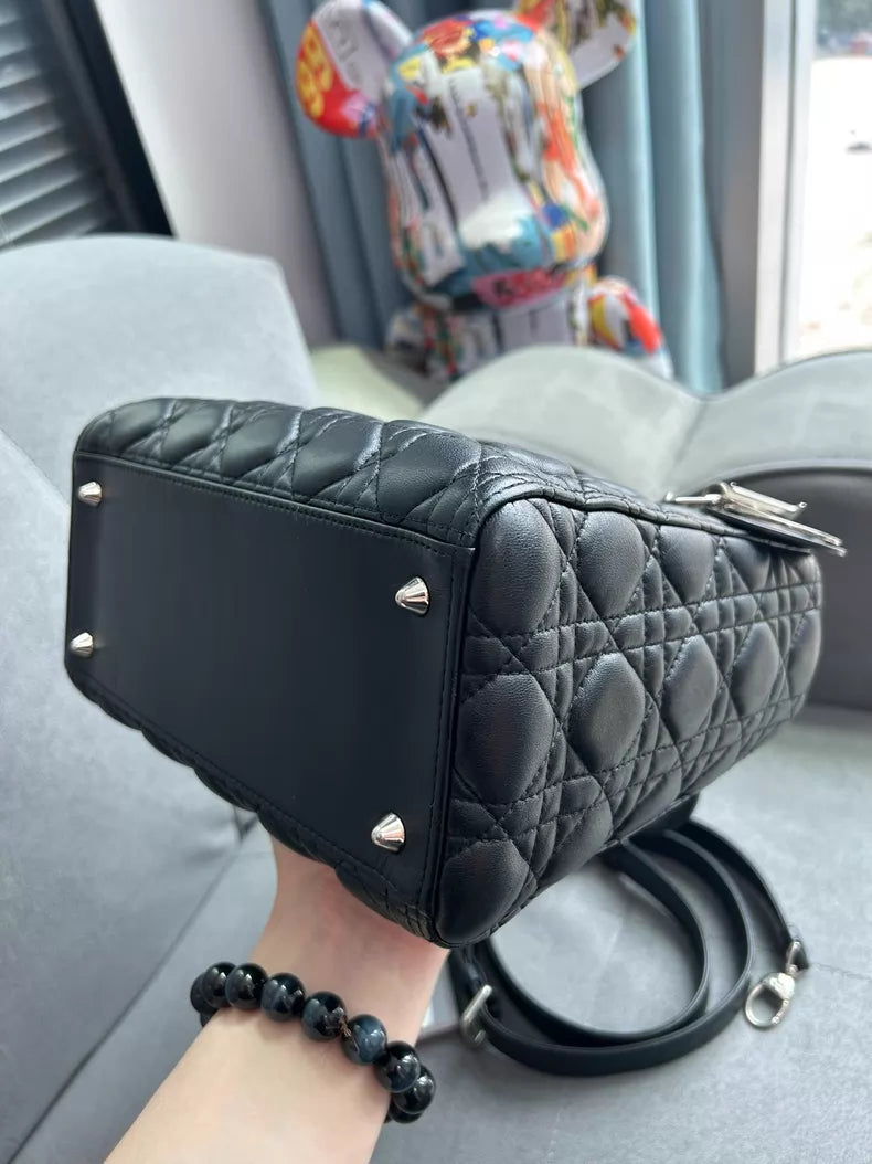 Dior Dior Lady Dior lambskin black silver hardware 17