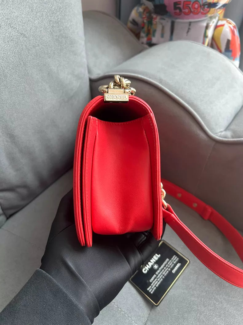 CHANEL Chanel Leboy medium orange red gold hardware 24