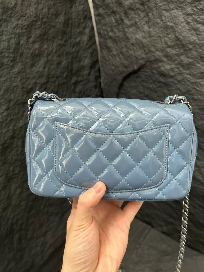 CHANEL Chanel CF mini patent leather blue