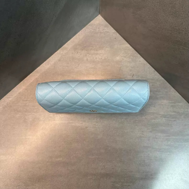 CHANEL Chanel woc sky blue leather gold hardware chain bag