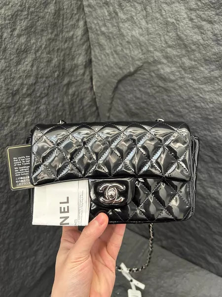 CHANEL Chanel CF mini patent leather black