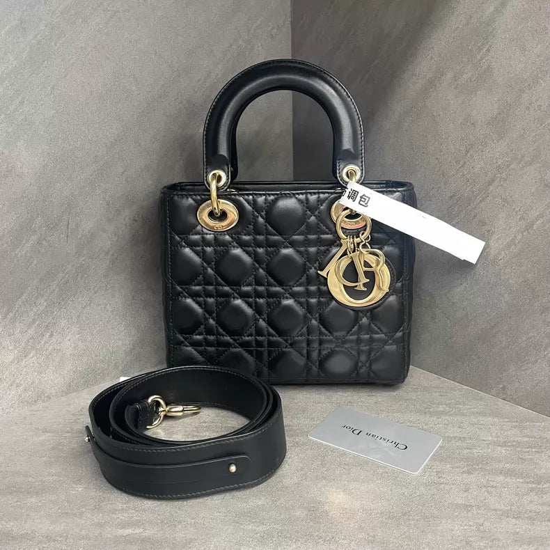Dior Dior Lady Dior black gold hardware lambskin