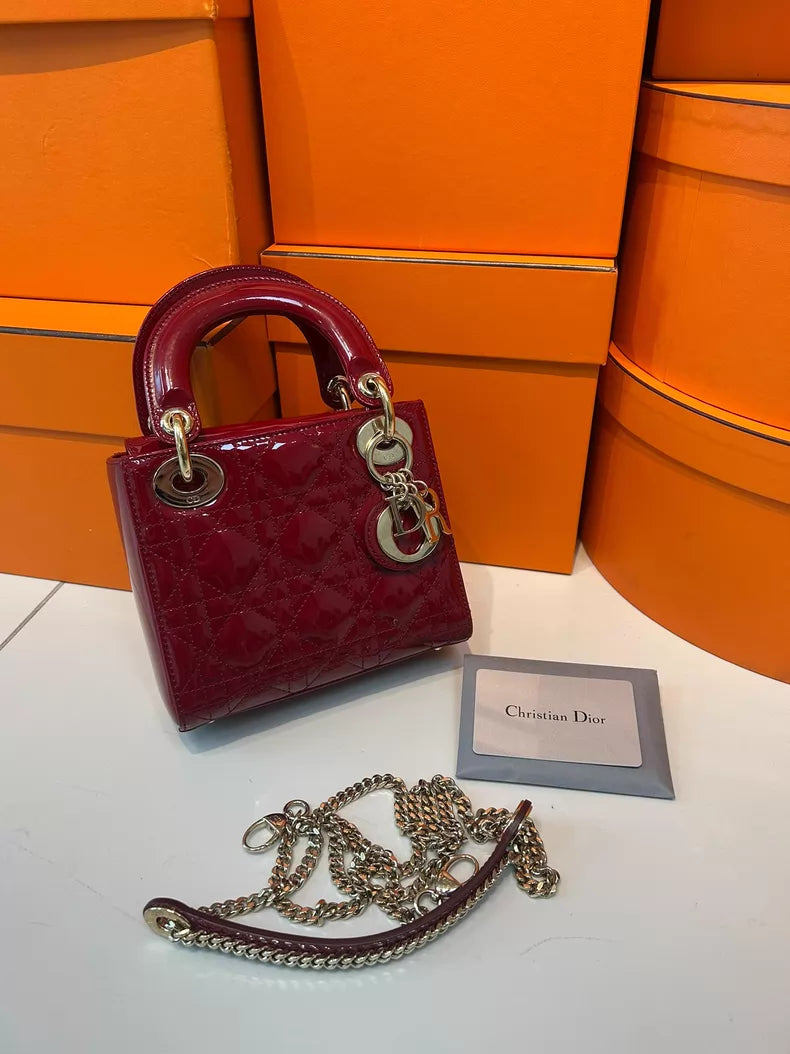 98 Dior /Dior red patent leather Lady Dior