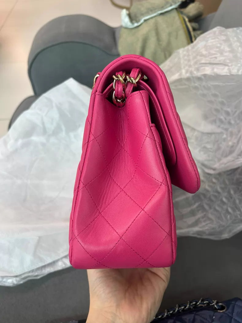 CHANEL Chanel CF Jumbo pink lambskin gold hardware