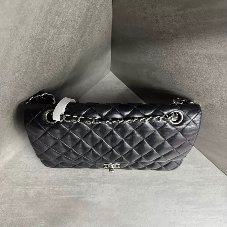 Chanel Chanel CF medium black silver hardware lambskin 18 in stock