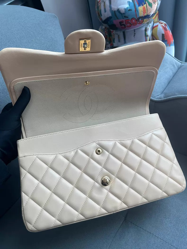 CHANEL Chanel CFJumbo lambskin milk tea gold hardware 1