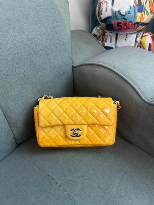 Chanel cf mini pink patent leather 17