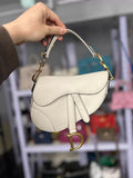 Dior+ Dior + + small + white pebbled leather leather gold hardware handbag
