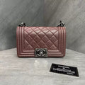 Chanel Chanel brown silver hardware lambskin Leboy small
