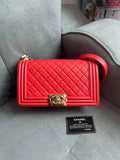 CHANEL Chanel Leboy medium orange red gold hardware 24
