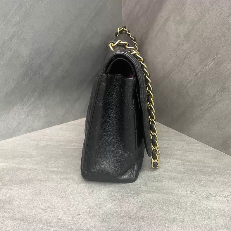 Chanel Chanel CF maxi large black gold hardware pebbled leather