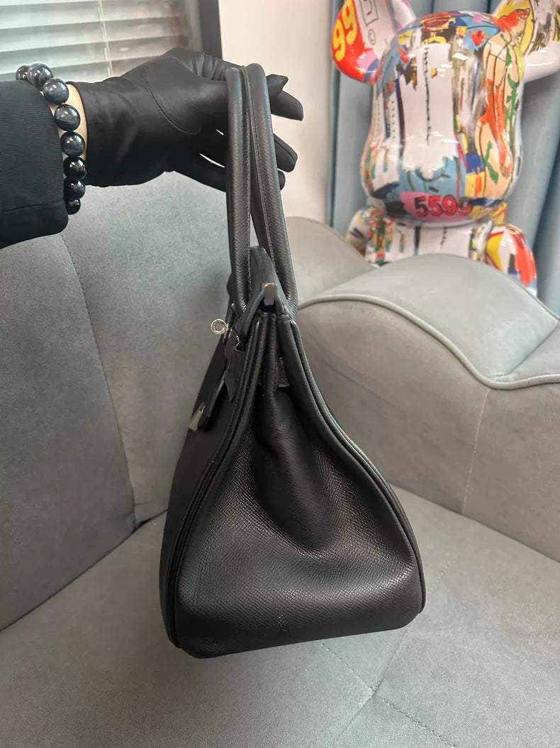 Hermes birkin bk30 E black silver hardware o