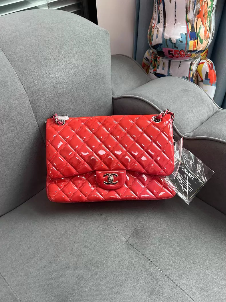 Chanel Chanel cf jumbo red patent leather 14