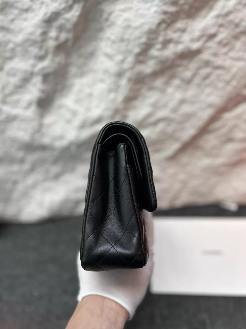 Chanel CF medium 21 black silver hardware lambskin