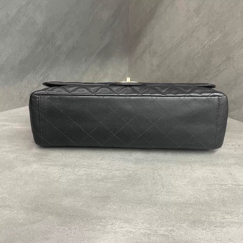 Chanel Chanel CF maxi large black gold hardware pebbled leather