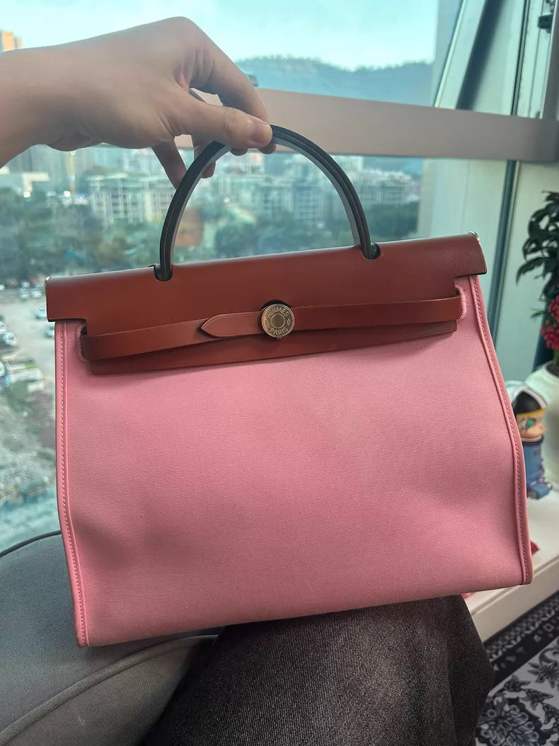 ！Hermes Hermes herbag31 pink shoulder bag
