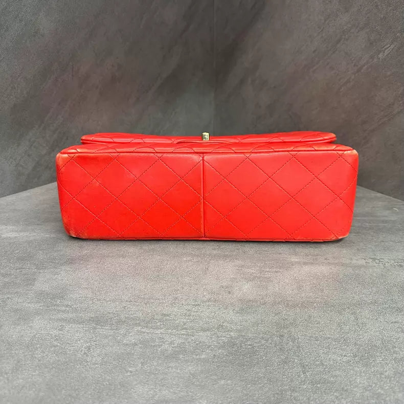 CHANEL Chanel cf jumbo orange red lambskin