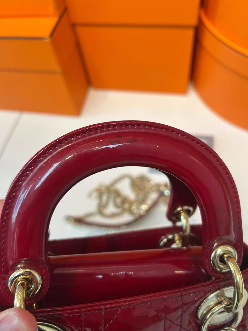 98 Dior /Dior red patent leather Lady Dior