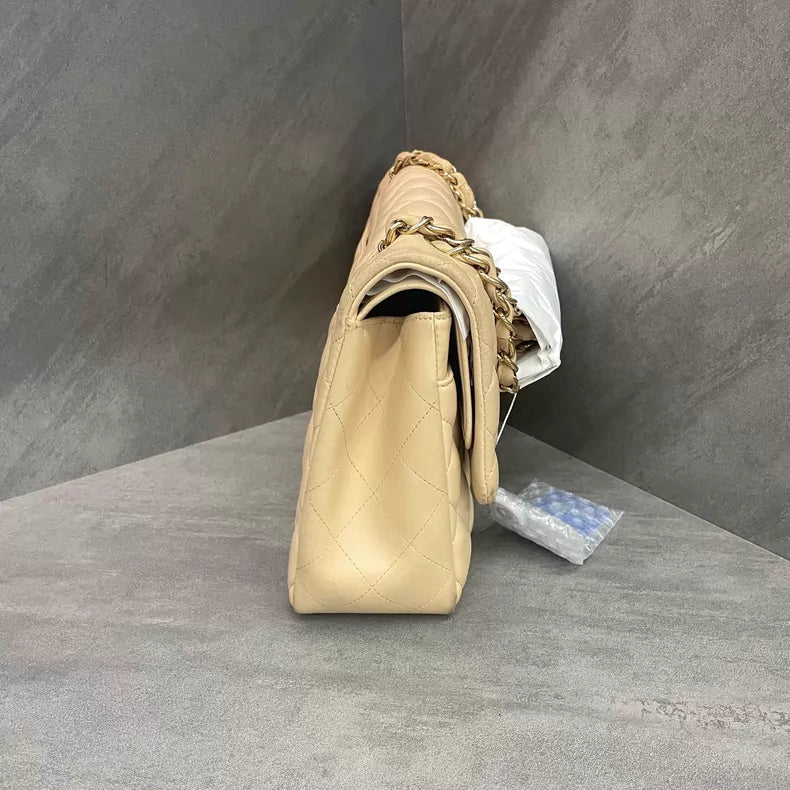 CHANEL Chanel CFJumbo lambskin milk tea gold hardware