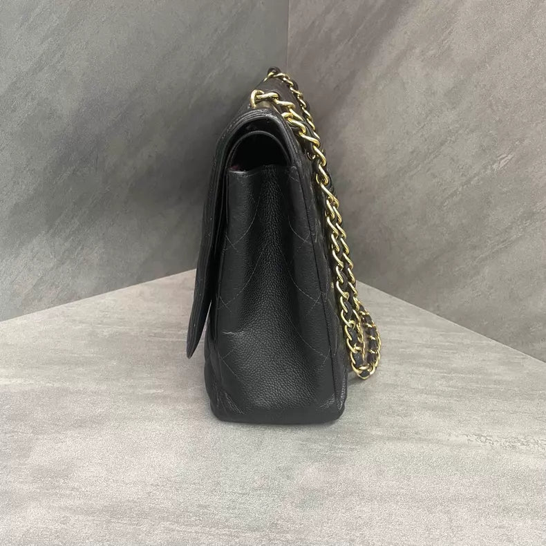 Chanel Chanel CF maxi large black gold hardware pebbled leather