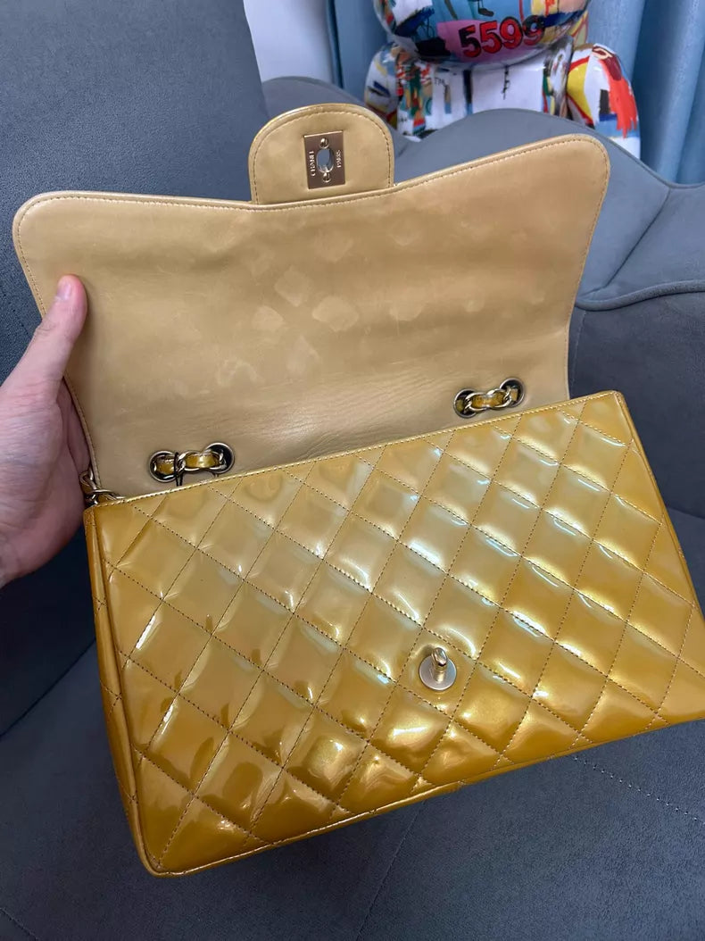 Channel Chanel Cf patent leather Jumbo large chain bag