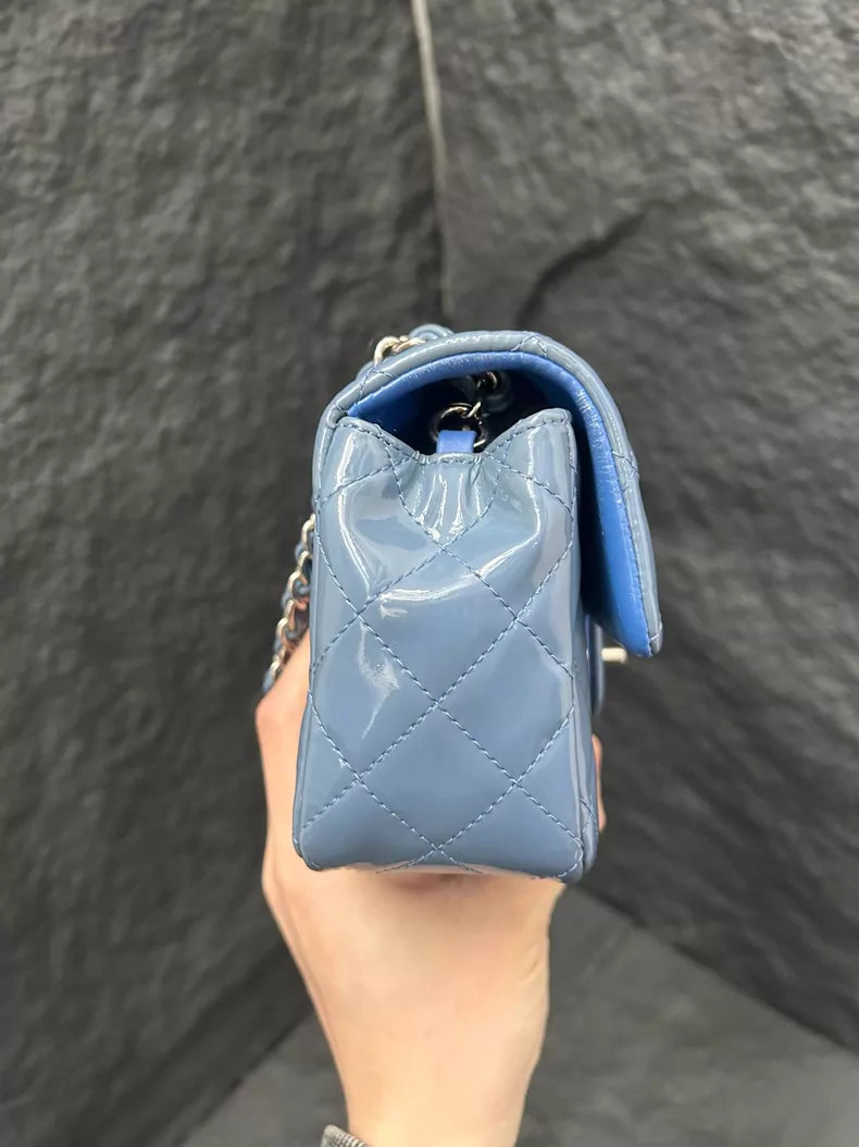 CHANEL Chanel CF mini patent leather blue