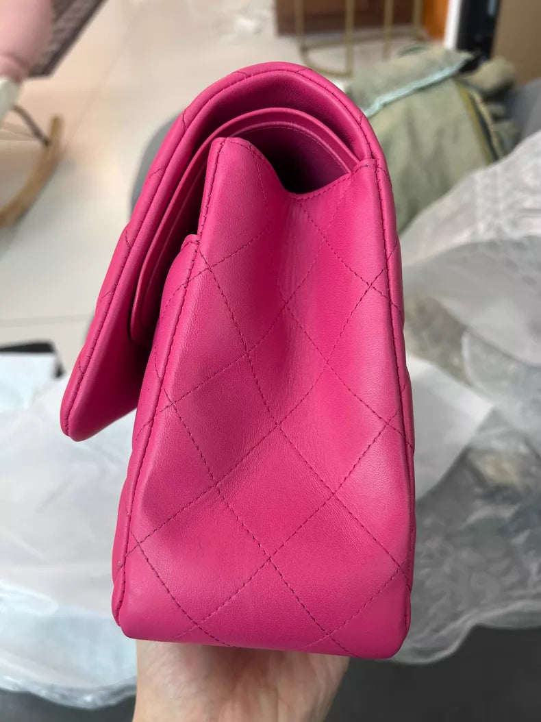 CHANEL Chanel CF Jumbo pink lambskin gold hardware